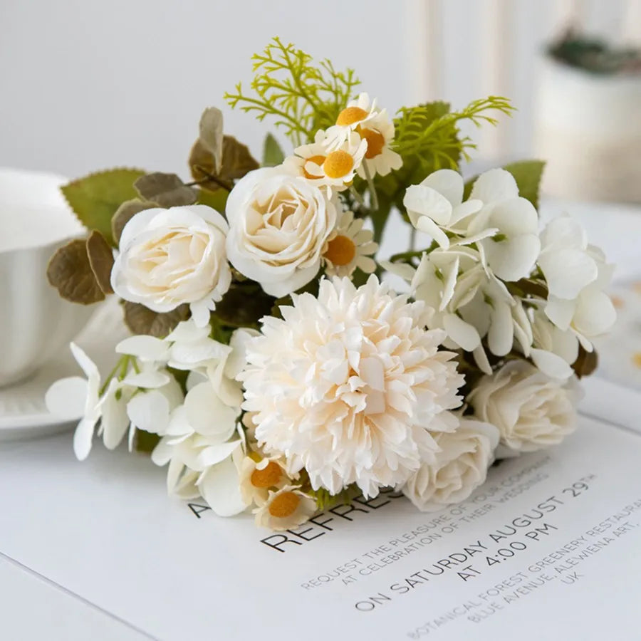 Artificial Chamomile Hydrangea Bouquet – Wedding & Home Décor