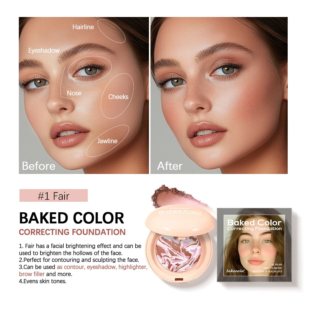 Matte Baked Color Correcting Foundation Bronzer Pressed Powder Compact Long Lasting Oil Control Loose Setting Powder Foundation Peaceful Pleasures Health and Wellness