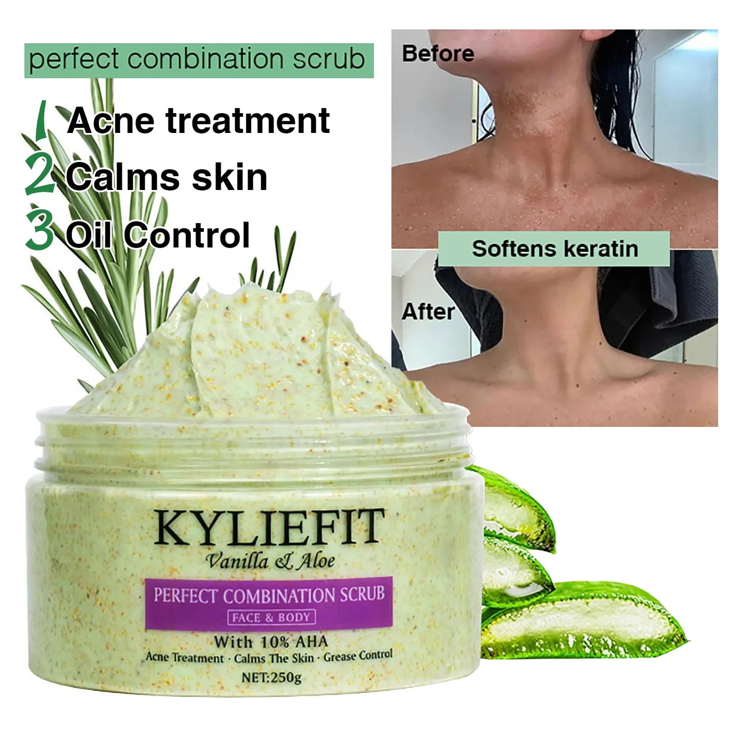 AILKE Natural Exfoliating Body & Face Scrub | 250g | All Skin
