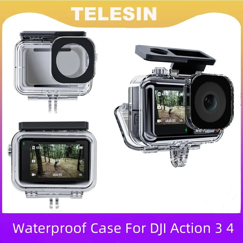 TELESIN 45M Waterproof Case For DJI OSMO Action 3 4 5 pro Camera Accessories Underwater Diving Housing High Definition Cover Peaceful Pleasures Health and Wellness
