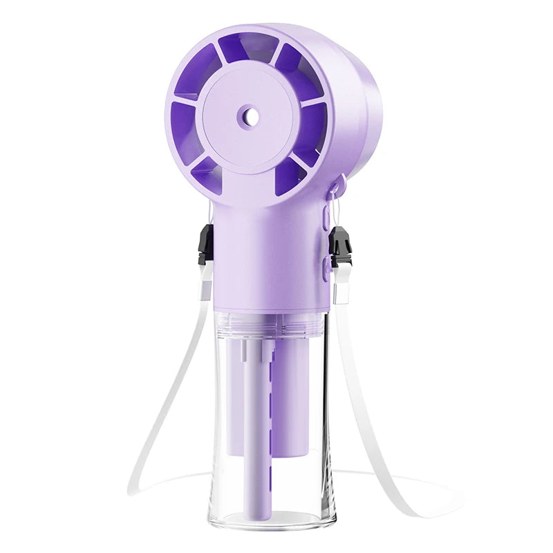Water Mist Fan Portable Handheld Humidifier Fan with Sprayer Rechargeable 4 Wind Speed Coolling Mist Fan Mini Water Spray Fan Peaceful Pleasures Health and Wellness Purple