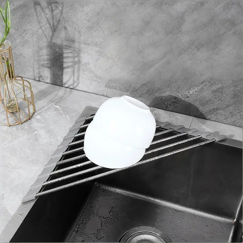 Foldable Triangle Dish Drying Rack – Corner Sink Organizer