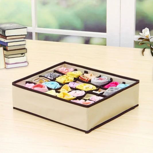 6/7/8/24 Grid Storage Box Beige Underwear Storage Box Four Piece Sock Storage Fabric Bra Storage Box Peaceful Pleasures Health and Wellness