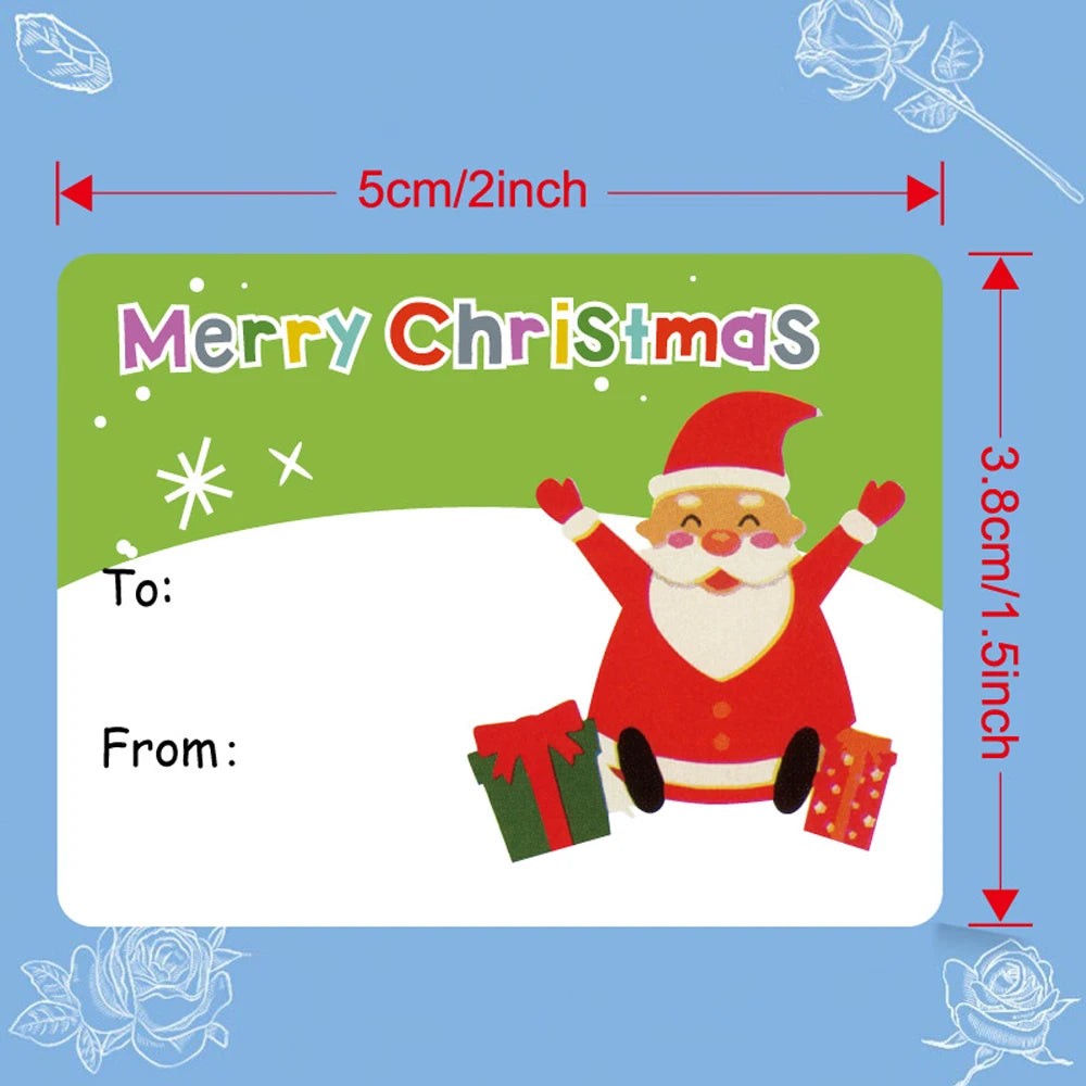 Roll Christmas Label Santa Sticker Self-adhesive Birthday Holiday