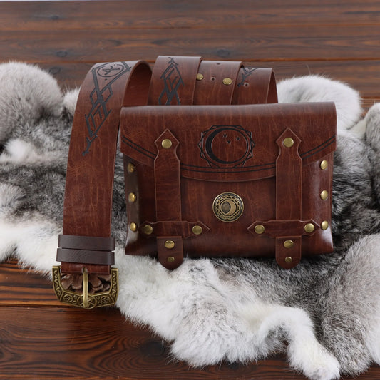 Medieval Viking Knight Belt Retro Waist Bag Copper Coin Renaissance Peaceful Pleasures Health and Wellness Style C 2PCS