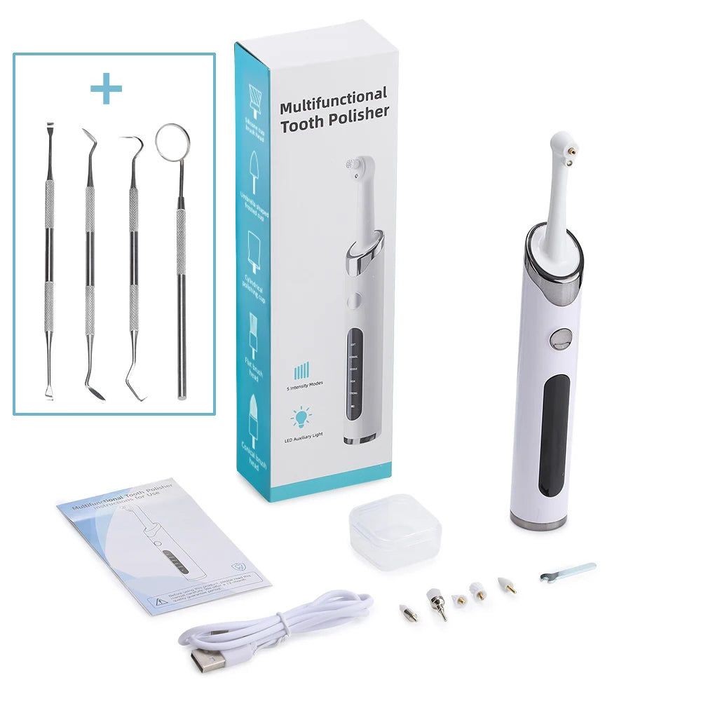 Electric Tooth Polisher Whitening & Polishing 5 Mode Dental Calculus Remover Plaque Calculus Tartar Cleaner Oral Hygiene Tool Peaceful Pleasures Health and Wellness with tools