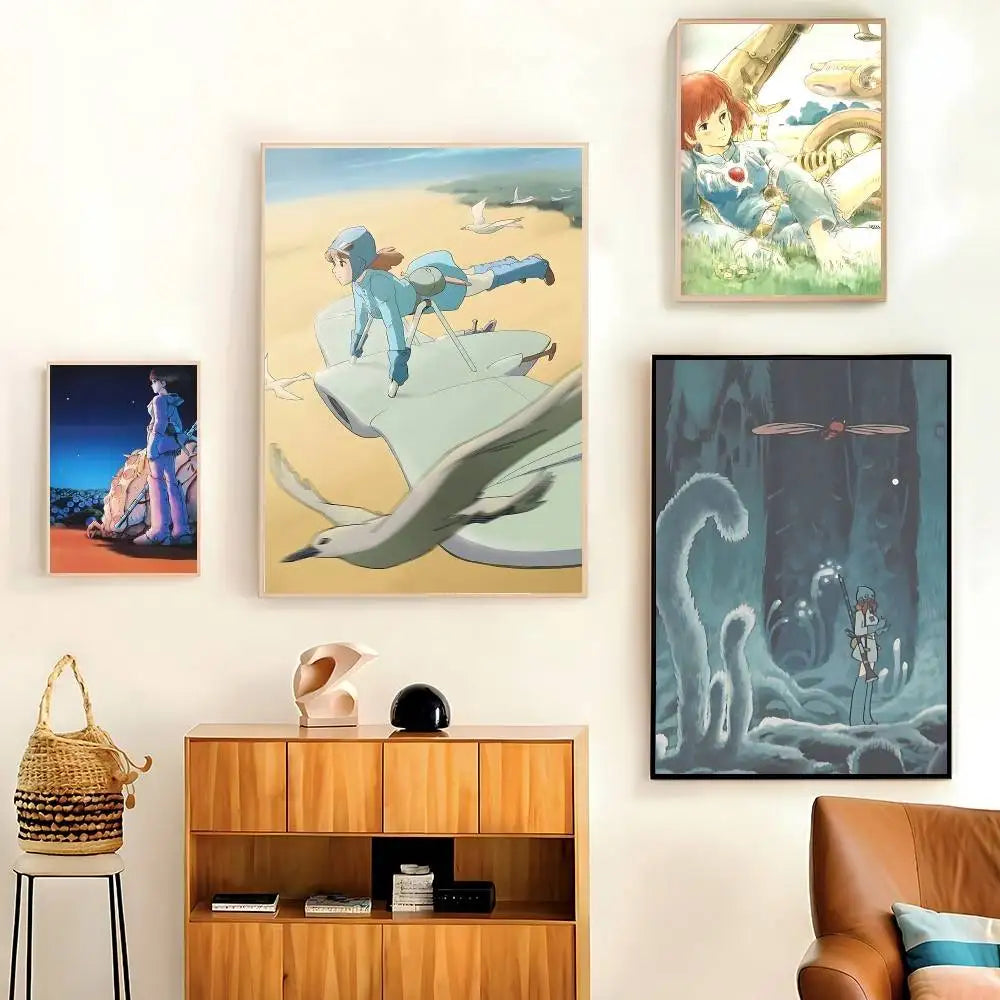 Classic Animation N-Nausicaa Valley Wind Wall Poster HD Quality Wall Art Retro Poster For Home Room Wall Decor Kawaii Room Decor Peaceful Pleasures Health and Wellness