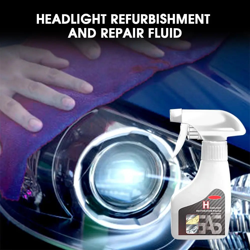 Car headlight refurbishing repair solution Refurbishes Yellowed Headlights Yellowing-free, non-abrasive, atomized cleaning agent Peaceful Pleasures Health and Wellness