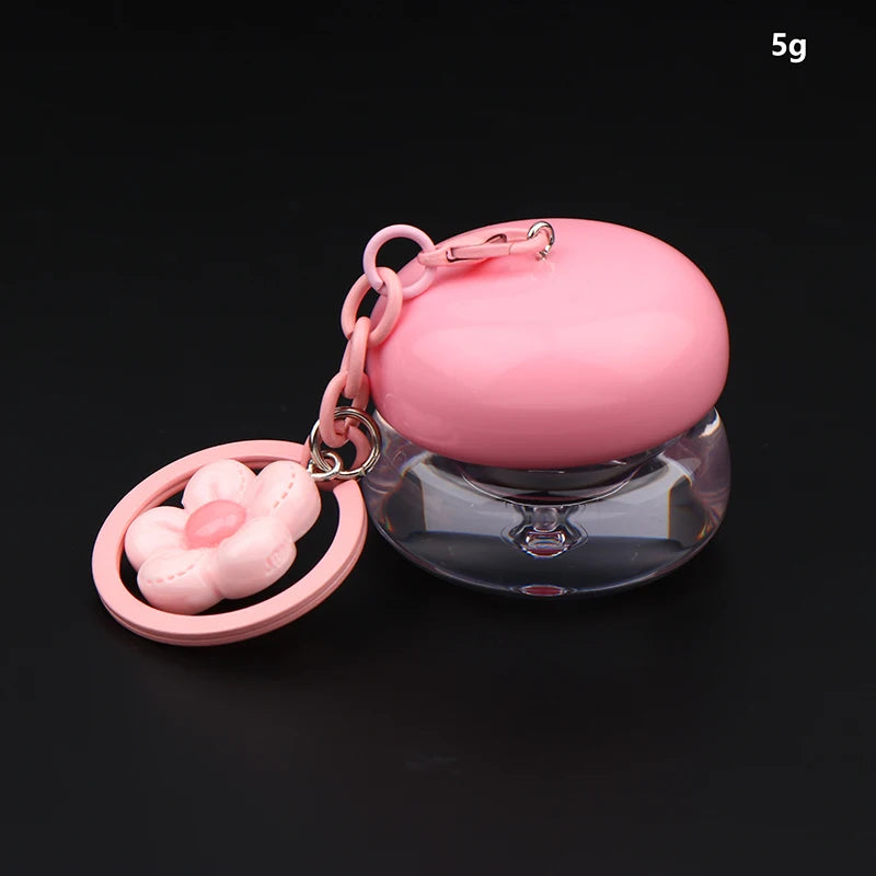 1Pc 5g Mini Empty Plastic Lip Mask Jar with Keychain Pendant Lip Balm Canister Cream Lip Balm Container Lipstick Makeup Holder Peaceful Pleasures Health and Wellness Pink