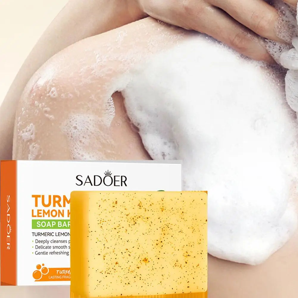 Kojic Acid & Turmeric Dark Spot Remover Soap Bar – Lemon & Hyaluronic Acid Brightening Face Soap 100g Peaceful Pleasures Health and Wellness