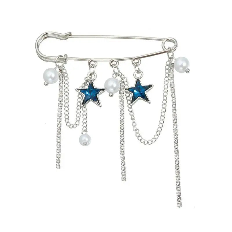 Retro Star Pearl Tassel Brooch Pin | Elegant Women's Accessory
