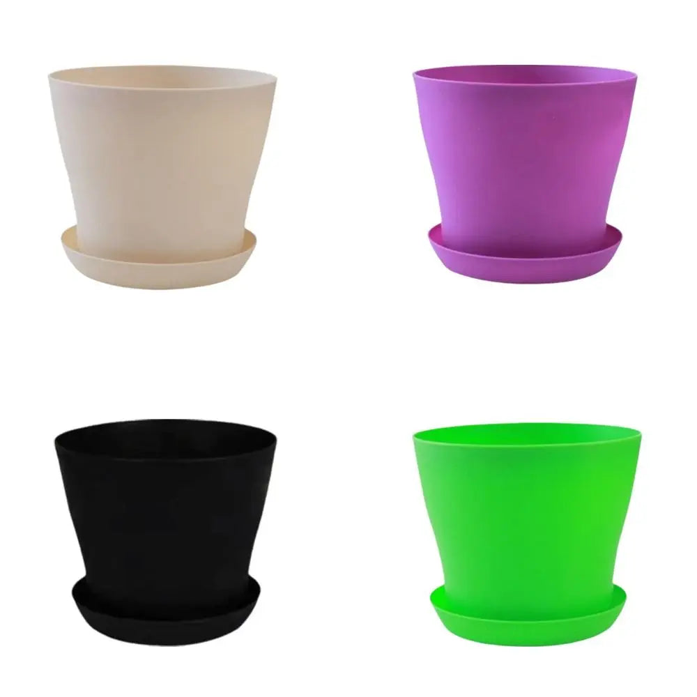8-Pack Candy Color Round Plastic Plant Pots with Drainage Trays