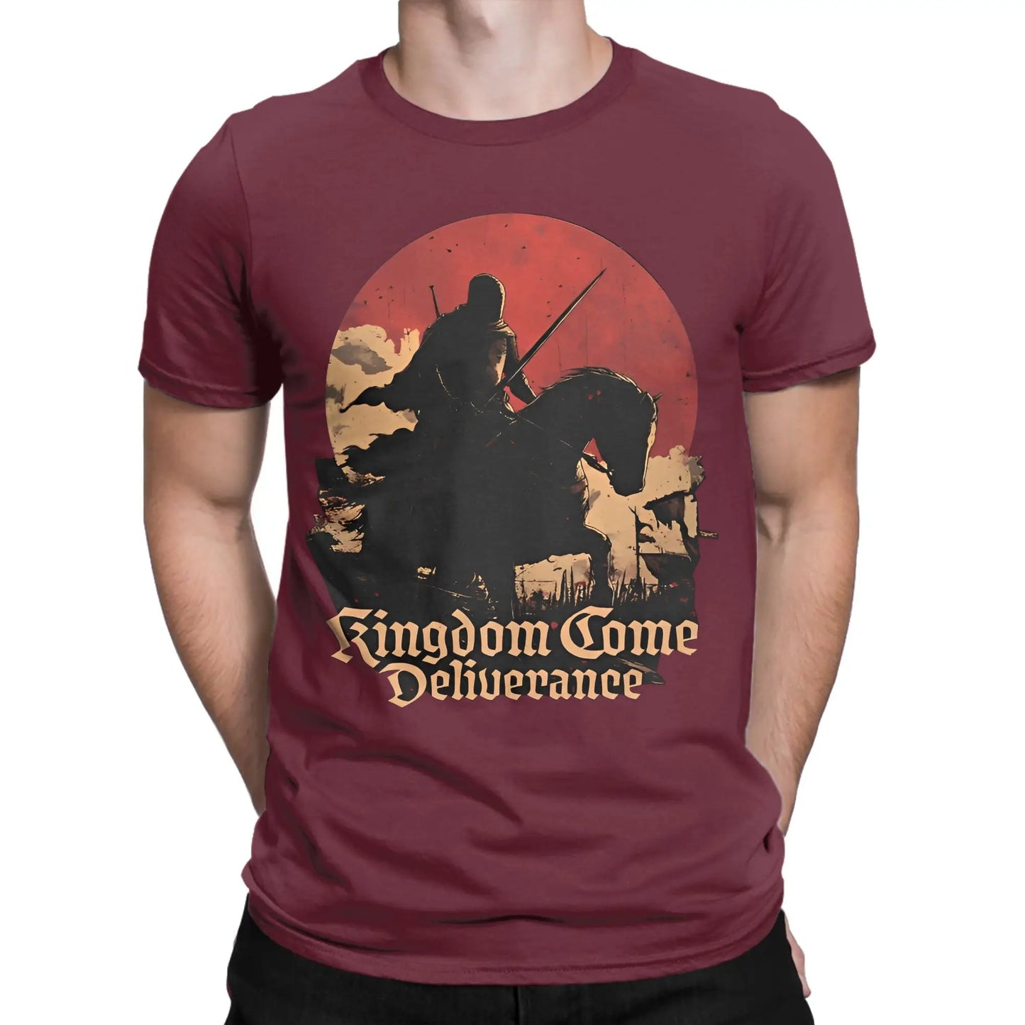 Kingdoms T Shirts for Men Pure Cotton Funny T-Shirts Round Collar Come Deliverances Tee Shirt Short Sleeve Clothing Classic Peaceful Pleasures Health and Wellness Burgundy XL