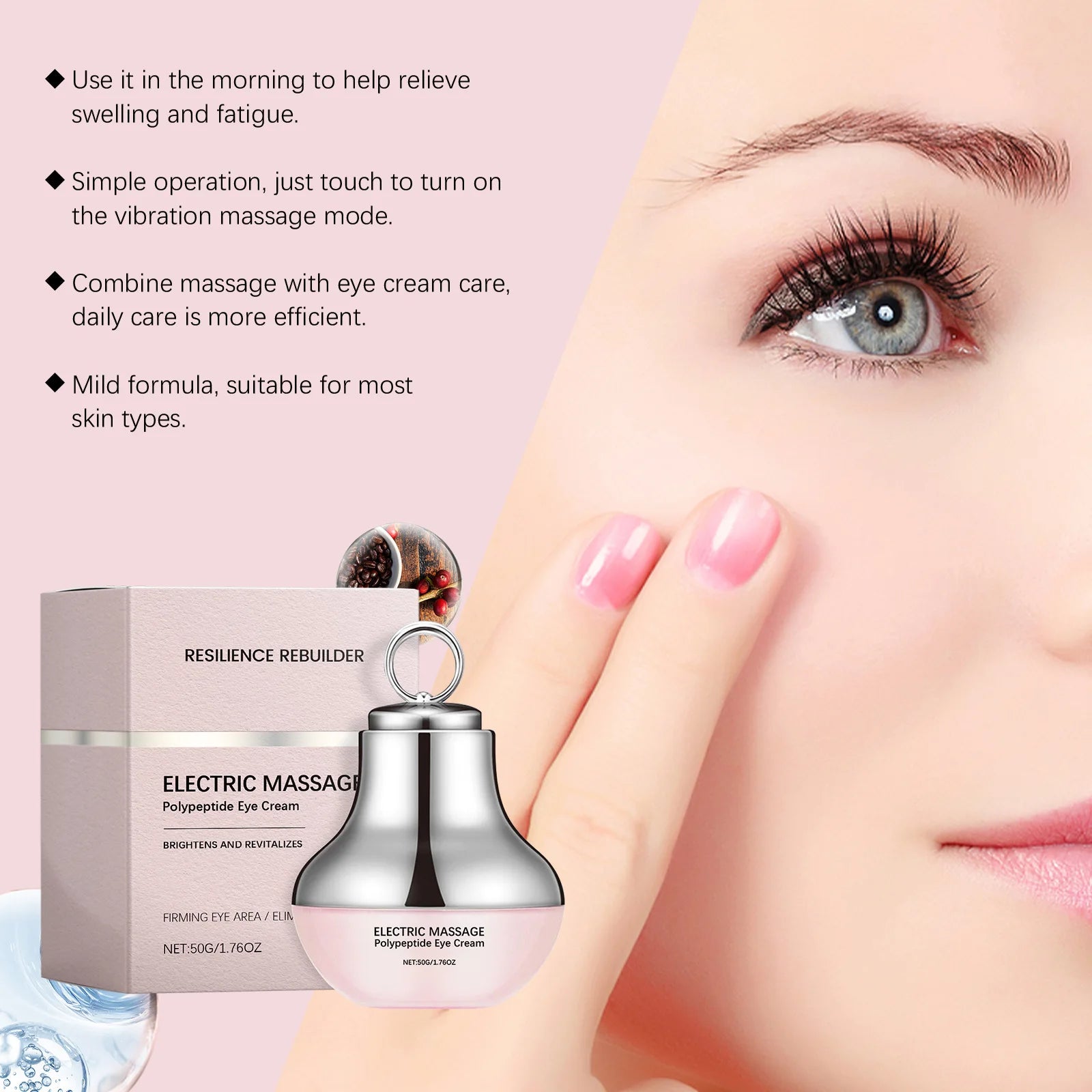 Polypeptide Eye Cream Electric Massage Eye Cream Lightening Dark Circles Puffiness Remove Eye Bags Brighten Eye Skin Care 50g Peaceful Pleasures Health and Wellness