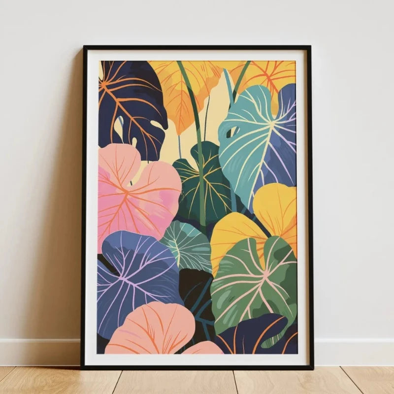 Minimalist Bamboo Tropical Leaf Botanical Canvas Wall Art Print