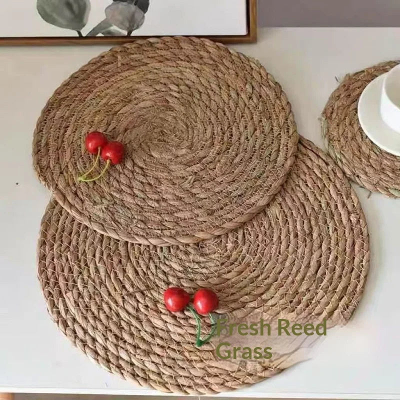 2026 New Pot Mats Handwoven Rattan Placemats Round Heat Insulation Mats Natural Woven Table Mats For Dining Home Wedding Decor Peaceful Pleasures Health and Wellness