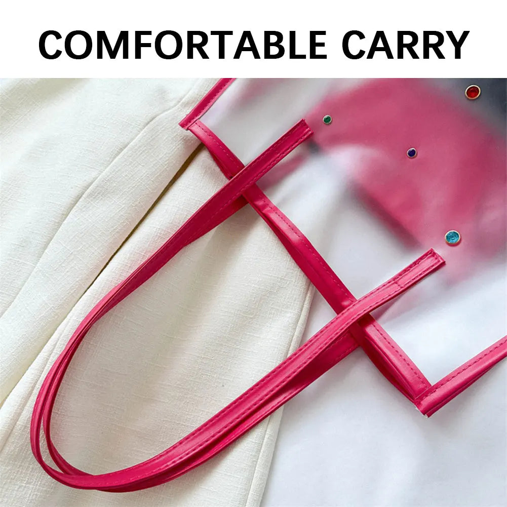 HOBBAGGO Clear Large Tote Bag – Waterproof PVC Beach Shoulder Bag