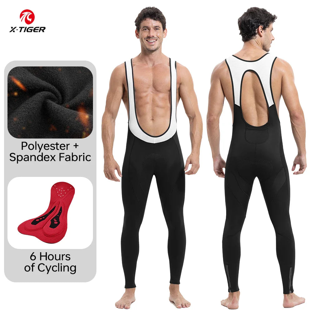 X-TIGER Men's Winter Cycling Bib Pants | Gel Padded Windproof