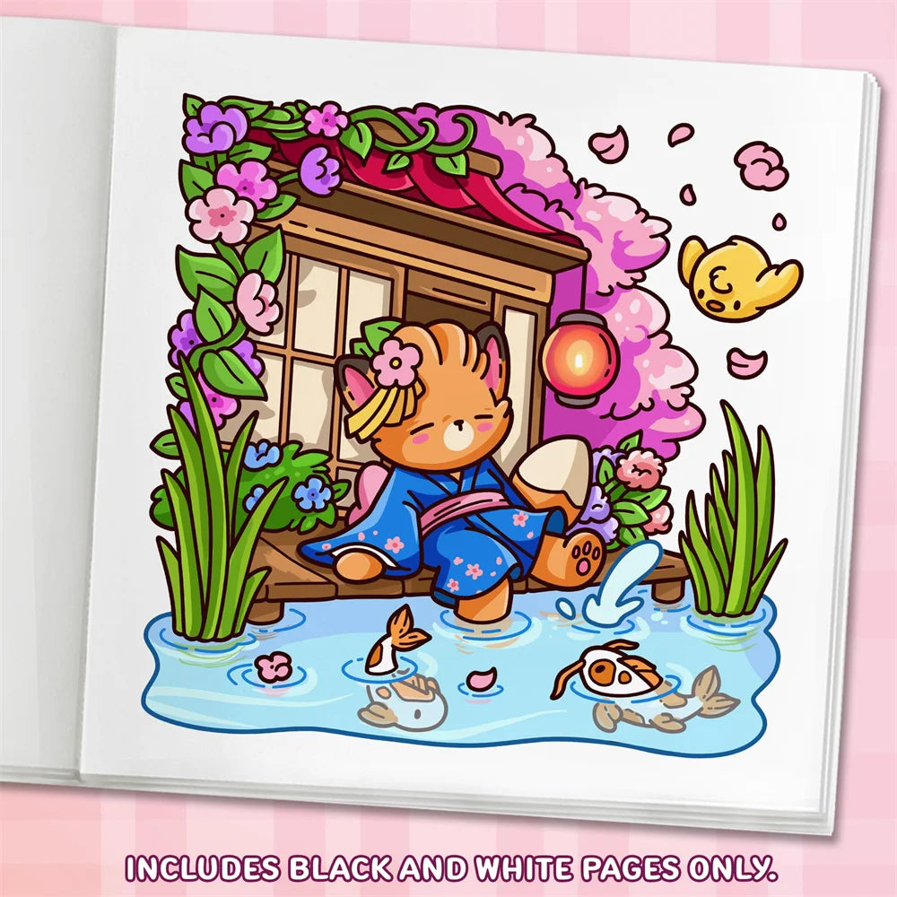 Cozy Japan Cute Coloring Book Adults Teens Charming Characters