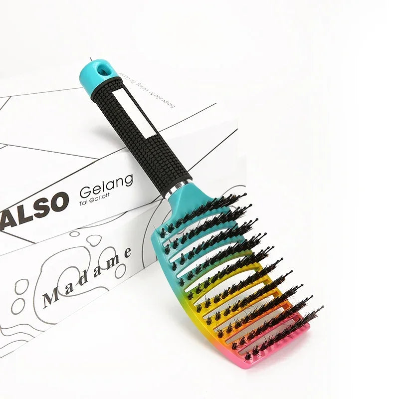 2026 Wet Detangling Hair Brush Bristle & Nylon Comb Curly Hair Styling Tool Portable Salon Massage Hairdressing Accessories Peaceful Pleasures Health and Wellness SZ01-Colorful