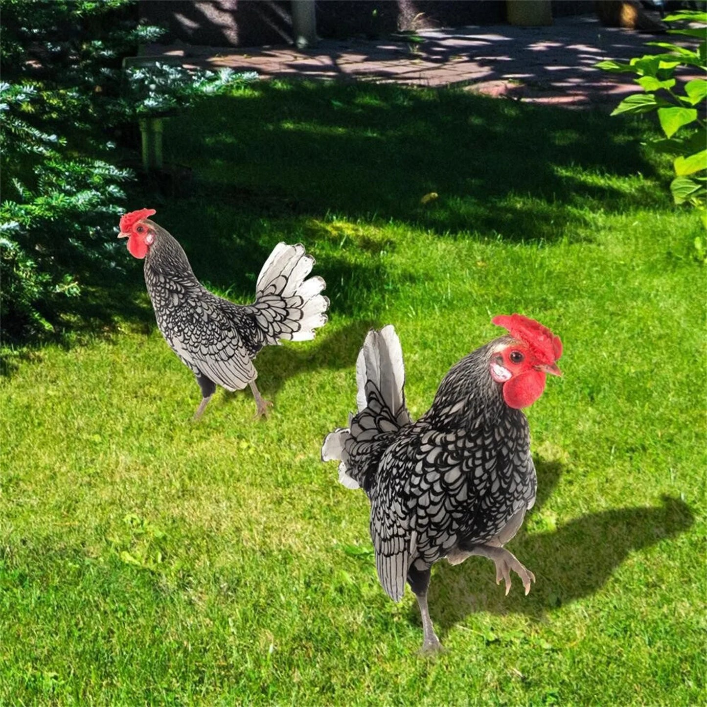2D Acrylic Chicken Rooster Garden Stake Yard Art Ornament