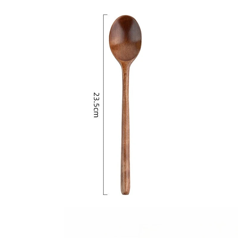 1/2/5pcs Wooden Long handle Spoon Kitchen Natural exquisite Wooden soup spoon Tableware Cooking Honey Coffee Spoon Mixing Spoon Peaceful Pleasures Health and Wellness random one