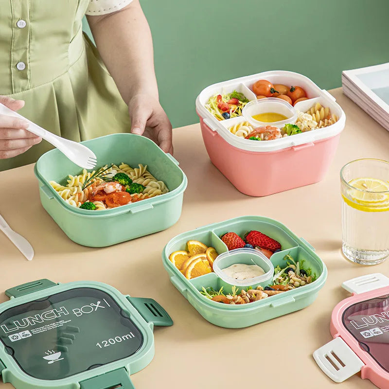 Thickened simple lunch box with lid, microwave-safe salad bowl for office workers and students. Peaceful Pleasures Health and Wellness