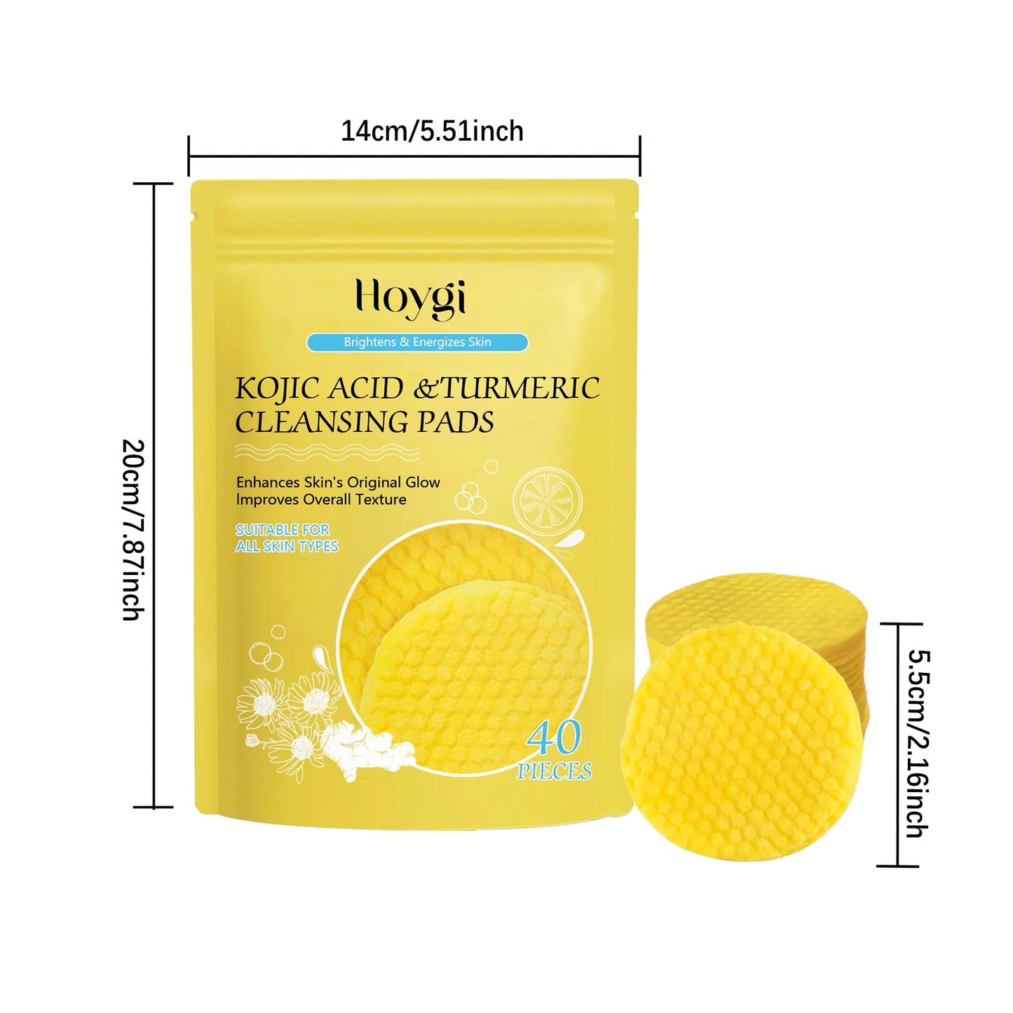 Turmeric Kojic Acid Cleansing Pads – Exfoliate & Brighten (40ct)