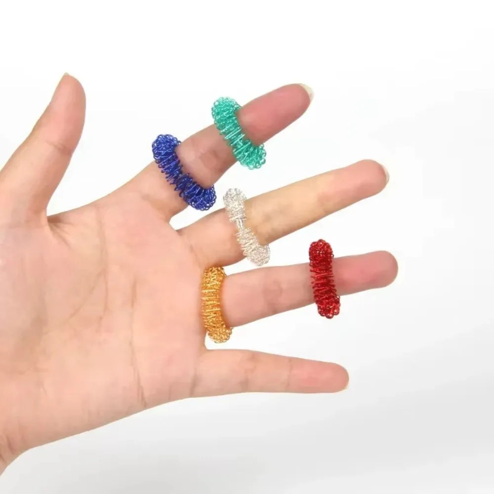 5/10/20pcs Acupressure Rings Spiky Sensory Finger Rings Set for Teens Adults Stress Reducer Massager Stress Relief Fidget Toys Peaceful Pleasures Health and Wellness