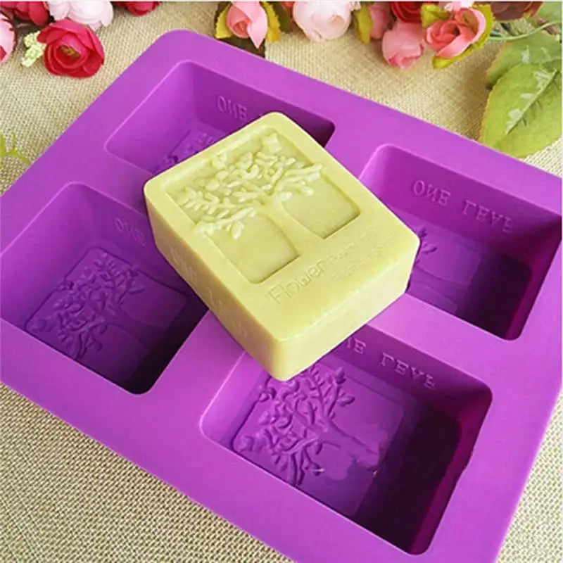 Tree Shape Silicone Mold 4 Cavity Soap Chocolate Candy Baking Mold for DIY Crafts Cake Decor Resin Molding Tools Peaceful Pleasures Health and Wellness
