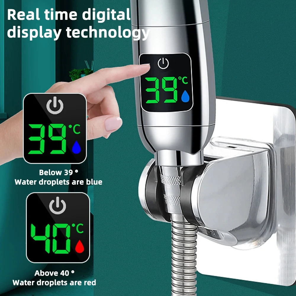High Pressure Handheld Shower Head with LED Temp Display