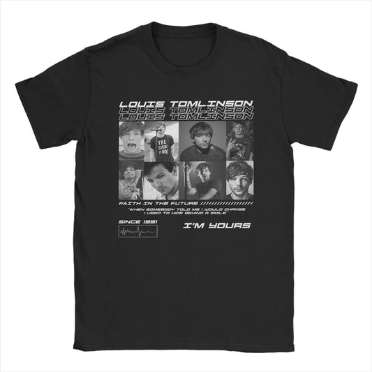 Louis Tomlinsons Men T Shirts I'm Yours Fun Tees Short Sleeve Crew Neck T-Shirt 100% Cotton Big Size Clothes Peaceful Pleasures Health and Wellness black S