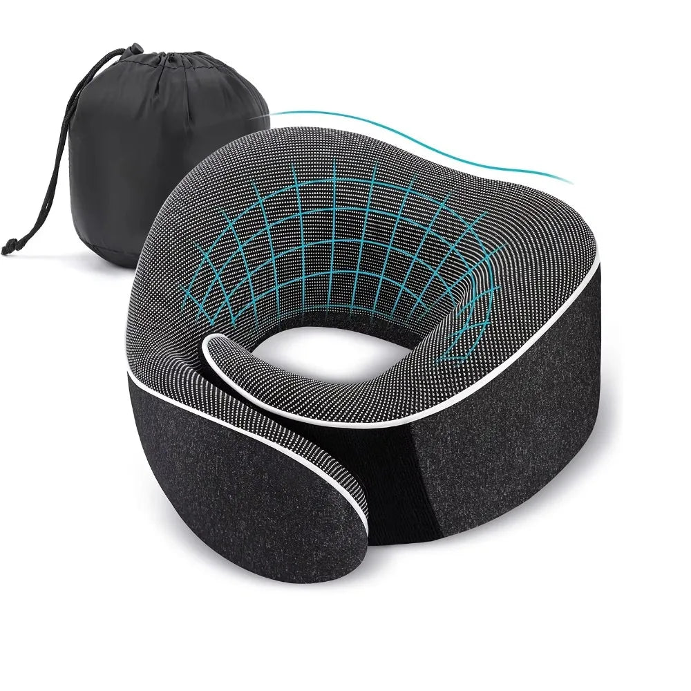 Memory Foam U-Shape Travel Neck Pillow – Snail Style Adjustable