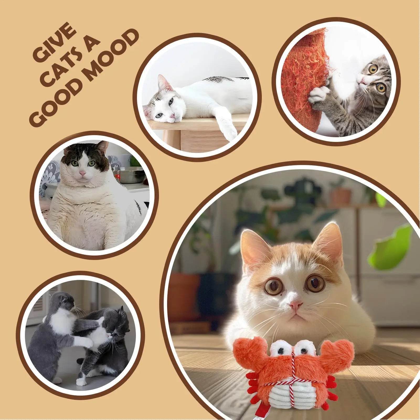 Cat Chew Toy Cute Plush Interactive Teething Crab Lobster Catnip Cat Teething Toys For Self Play Enrichment Training Exercise Peaceful Pleasures Health and Wellness