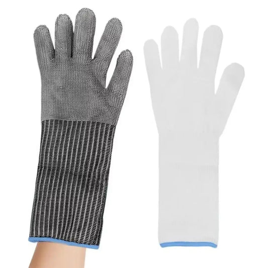 Safety Anti-cut Gloves with Arm Protection Durable Extended Gloves Stainless Steel Wire Comfortable Cutting Accessories Peaceful Pleasures Health and Wellness
