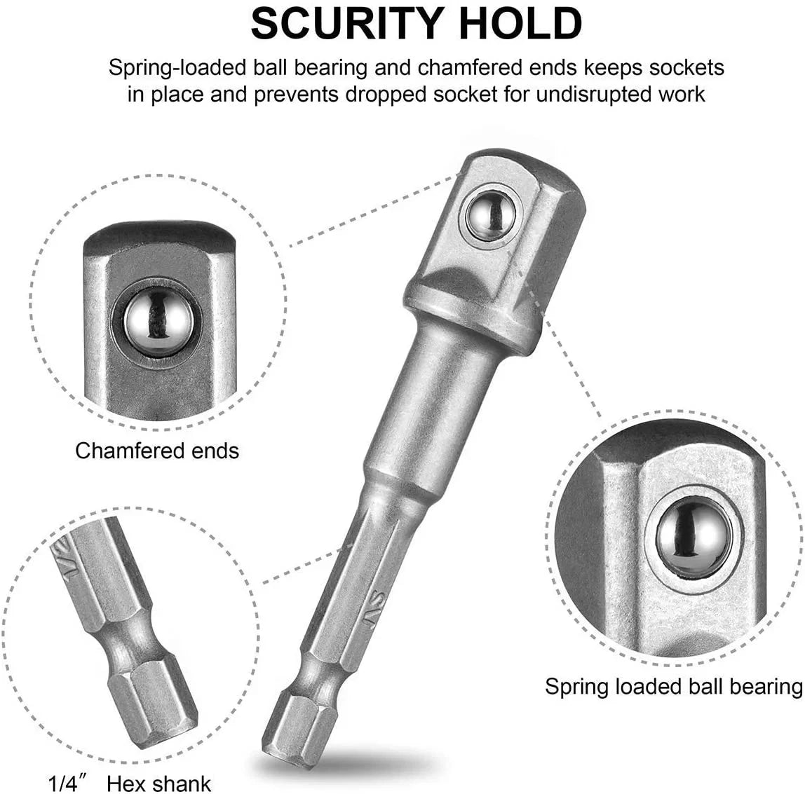 New Drill Socket Adapter 1/4 3/8 1/2 Size Hex Shank Square Head Drill Bit Impact Drill Extension Drill Bits Bar Socket Adapter Peaceful Pleasures Health and Wellness