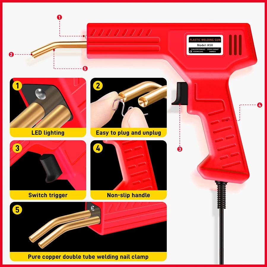 New Stapler Plastic Welding Machine Bumper Repair Kit Soldering Iron For Plastic Repair Car Bumper Repair Welding Gun Peaceful Pleasures Health and Wellness