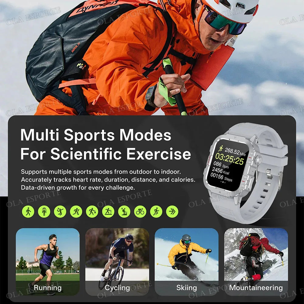2026 Outdoors Durable Men Sports Smart Watch 1400mAh Battery LED Flashlight Waterproof Bluetooth Call Military Smartwatchs HW12 Peaceful Pleasures Health and Wellness