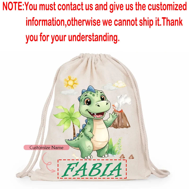 Personalized Dinosaur Drawstring Backpack | Kids Birthday Gift Bag Kids Drawstring Backpack Peaceful Pleasures Health and Wellness custom B 34x43cm