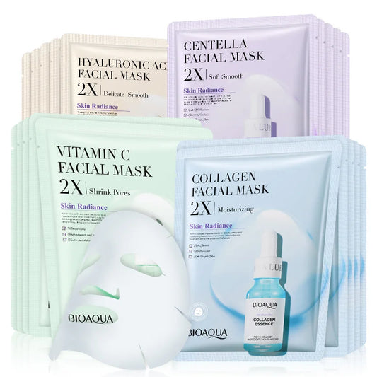 20pcs/5pcs Centella Collagen Face Mask VC Moisturizing Refreshing Sheet Masks Hyaluronic Acid Facial Mask Skin Care Products Peaceful Pleasures Health and Wellness