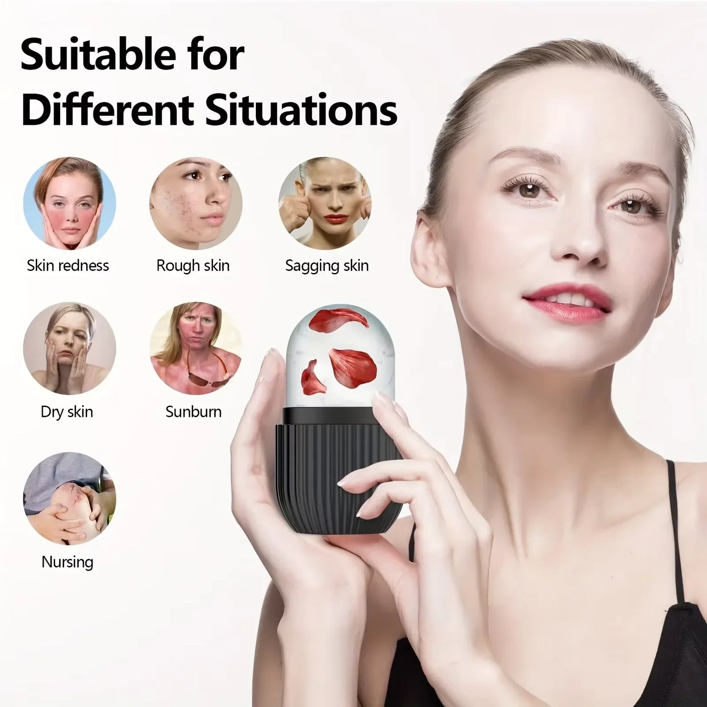 Silicone Ice Roller Massager for Face & Eyes | Cooling Skin Care