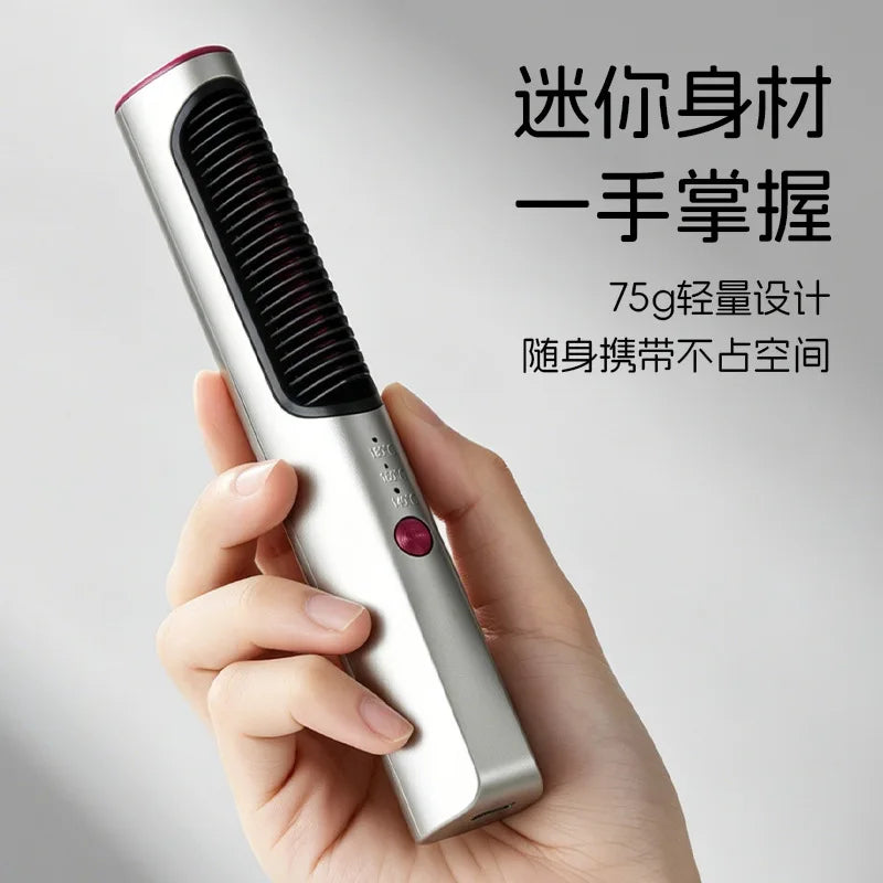 Mini Wireless Hair Straightening Comb – Portable Pocket Styler