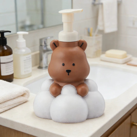 New Cartoon Cloud Bear Foam Bottle Cute Cartoon Hand Wash Pump Shampoo Cleanser Foaming Mousse Dispenser Bathroom Bathing Bottle Peaceful Pleasures Health and Wellness