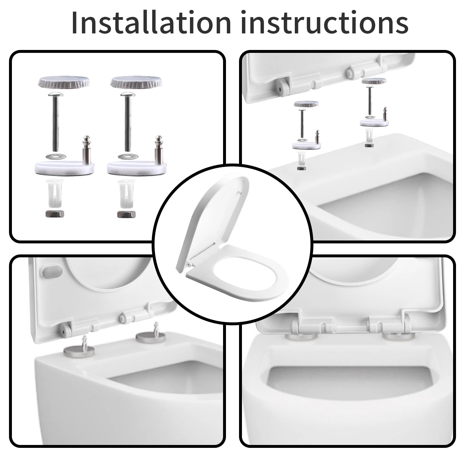 White Toilet Seat Soft Close Soft Close PP Toilet Seat Bottom and Top Fixing Quick Release for Easy Clean Sturdy Anti-Bacterial Peaceful Pleasures Health and Wellness
