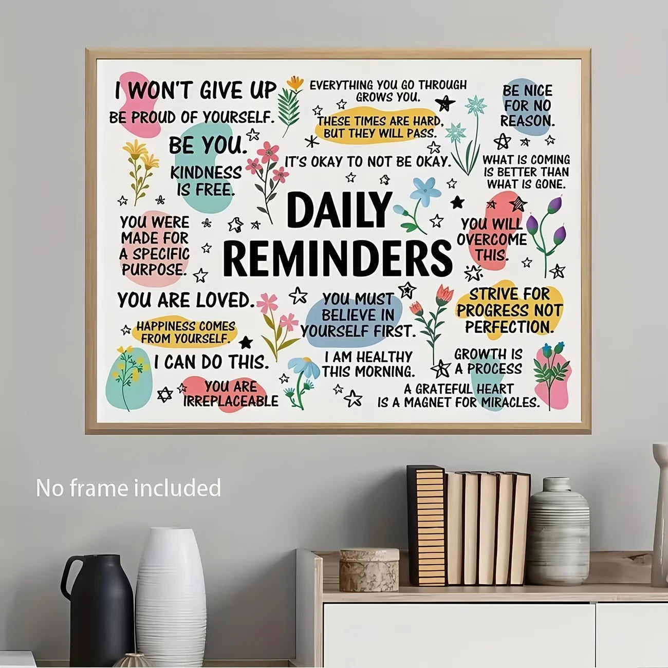 Inspirational Quote Canvas Wall Art Print | Vibrant Letter Design