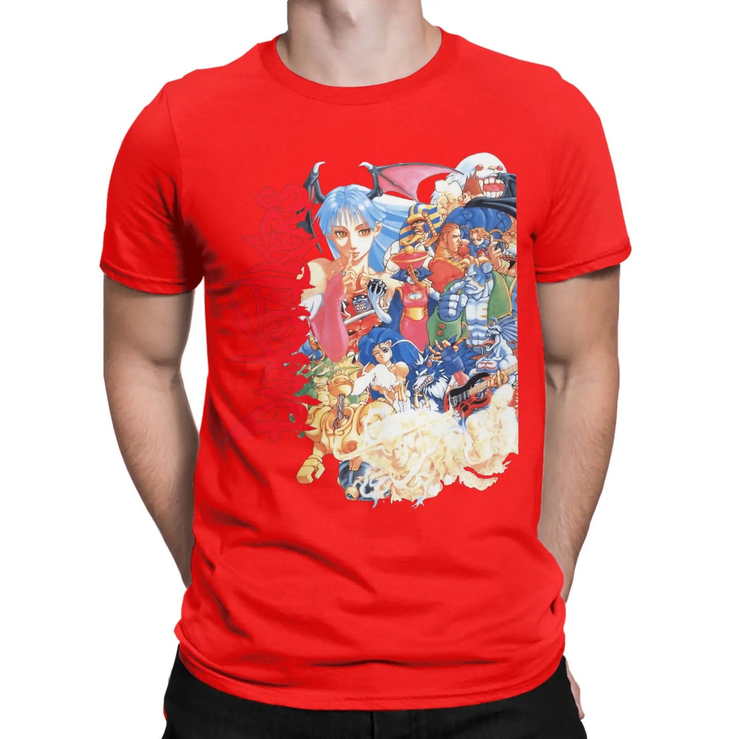 Men's T-Shirt Darkstalkers Humor 100% Cotton Tee Shirt Short Sleeve Characters T Shirt Round Collar Clothes Printed Peaceful Pleasures Health and Wellness Red 6XL