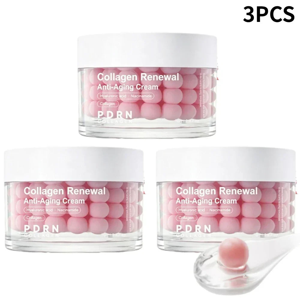 PDRN Pink Collagen Renewal Anti-Aging Cream Capsule Facial Cream Moisturizing Firming Enhance Skin Elasticity for All Skin Types Peaceful Pleasures Health and Wellness 3PCS