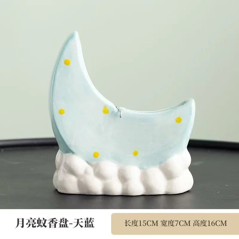 Ceramic Mosquito Coil Holder – Cute Indoor Minimalist Rack Mosquito Coil Holder Peaceful Pleasures Health and Wellness SKY BLUE