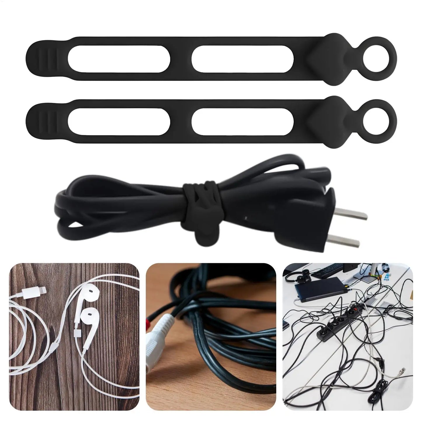 Reusable Silicone Cable Ties Cord Organizer – 10 Pack