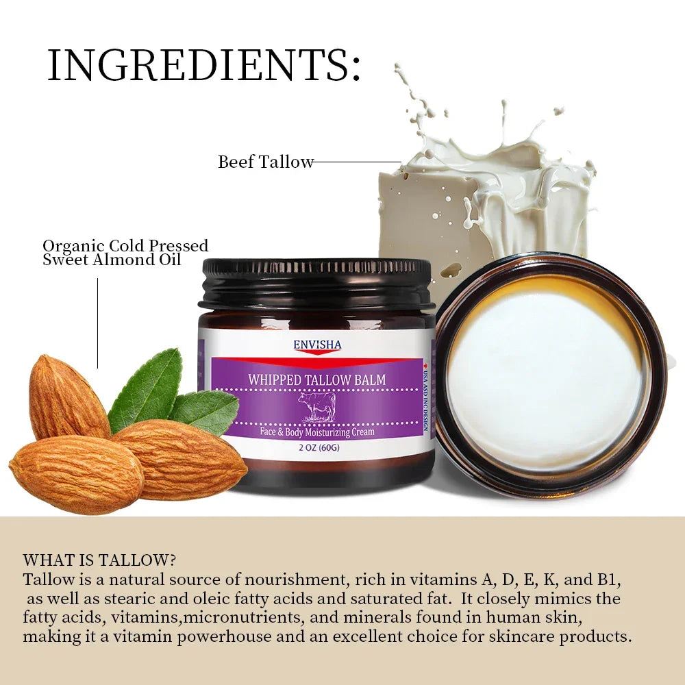 Whipped Tallow Balm Face Cream – Collagen & Hyaluronic Acid Peaceful Pleasures Health and Wellness